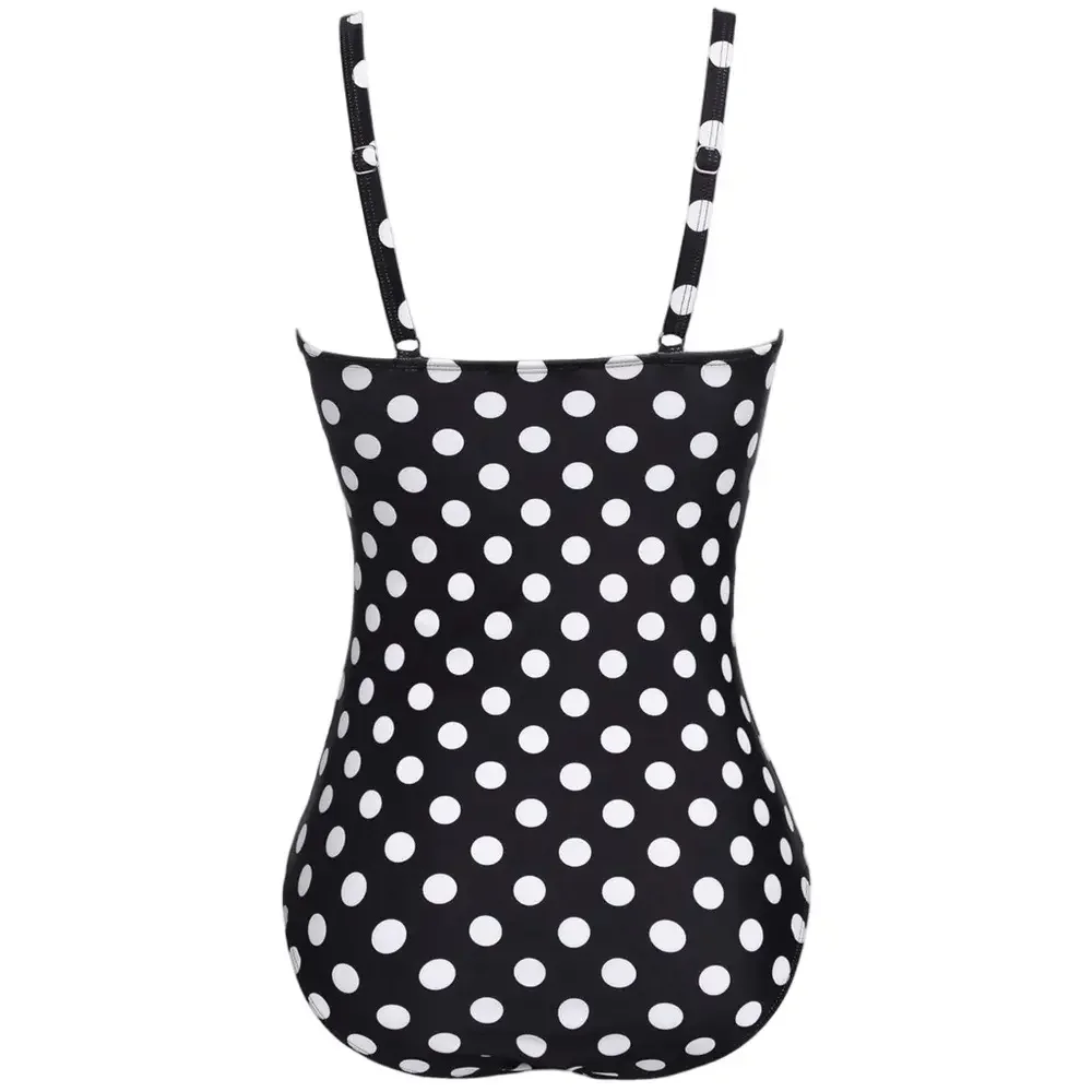 EKOUAER Women's One Piece Swimsuit Ruched Tummy Control Vintage Retro Push Up - Picture 5 of 6